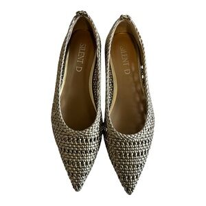 Anthropology Silent D Selma Woven Pointed-Toe Flats – Champagne US 6.5-7
